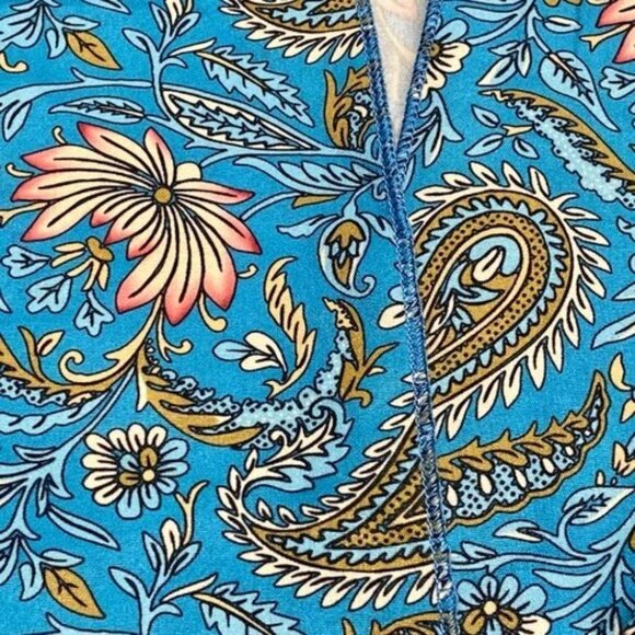 Women's Kimono Top Blue Paisley Open Front Bohemian Western Small Duster NWT - Picture 11 of 12